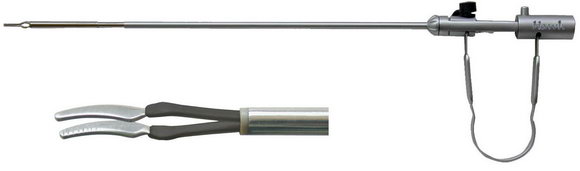 F1690 Pinza Disector Bipolar de coagulacion con mandibula tipo caiman curvo de 5 mm x 330 mm -0