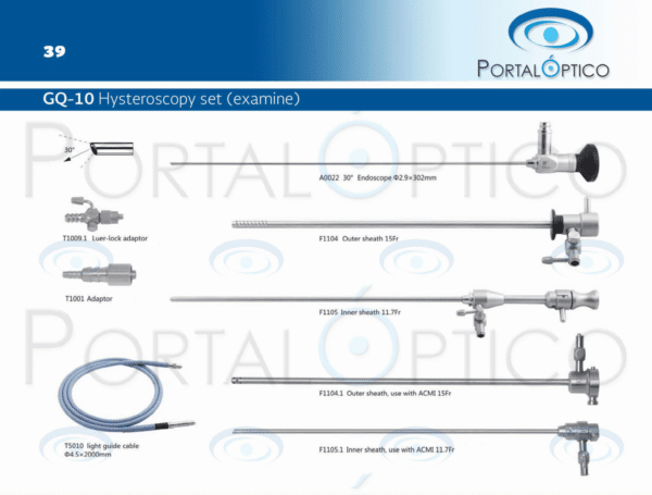 GQ-10 Set de Histeroscopia diagnostica con lente de 2.9mm y accesorios -0
