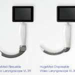 VL3D Videolaringoscopio HUGEMED rigido de hoja desechable con pantalla de 3.5 » digital LCD y graba fotos y video en tarjeta SD-3624